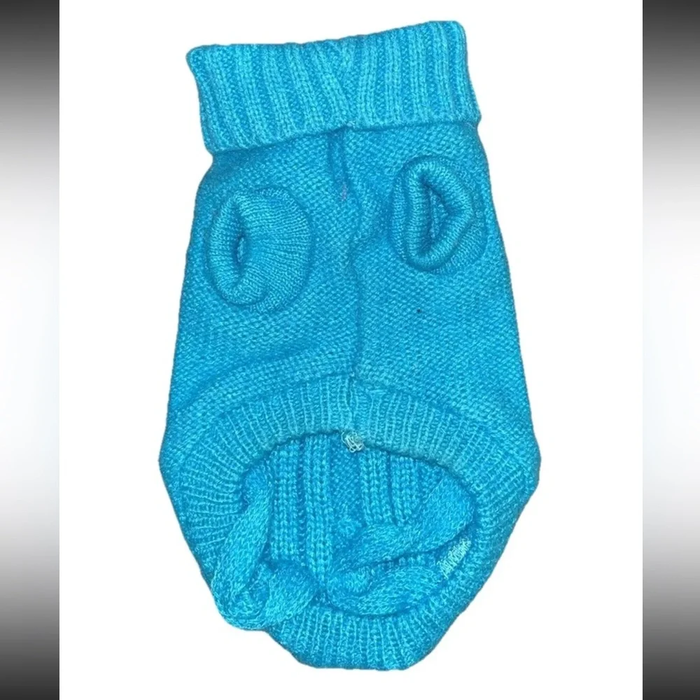 Dog Knit Sweater Blue XS Adjustable Collar